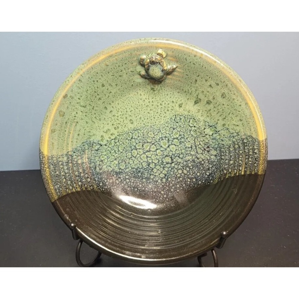 Vintage Handmade Ceramic Pottery Turtle Ocean Beach Unique Bowl Signed